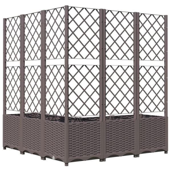 vidaXL plantekasse med espalier 120x120x136 cm PP brun