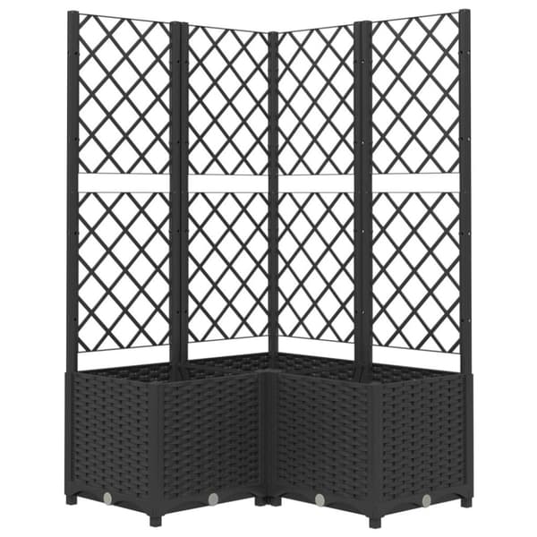 vidaXL Kukkalaatikko säleiköllä musta 80x80x136 cm PP
