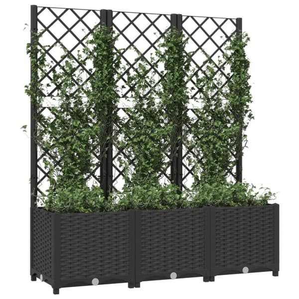 vidaXL plantekasse med espalier 120x40x136 cm PP sort