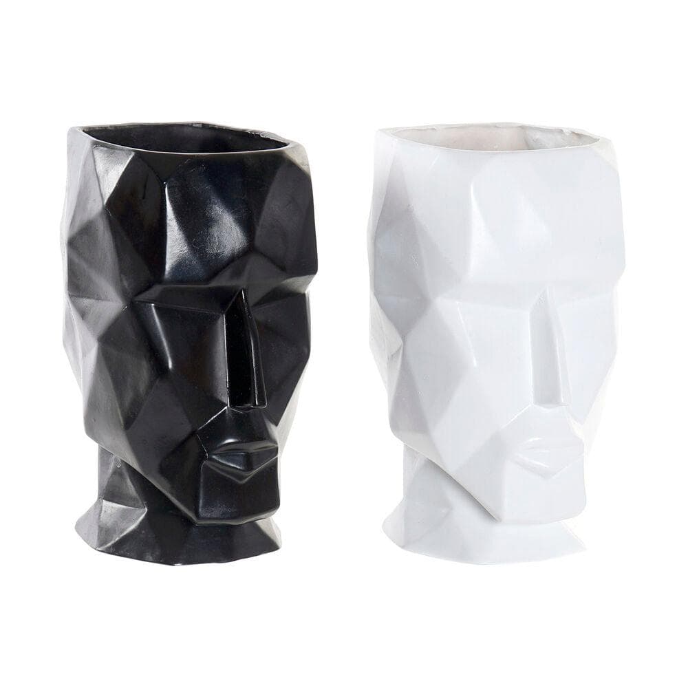 Planter DKD Home Decor Black White Resin (21 x 16.5 x 29 cm) (2 pcs)