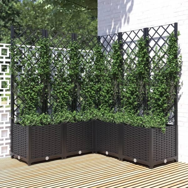 vidaXL Plantekasse med espalier svart 120x120x136 cm PP
