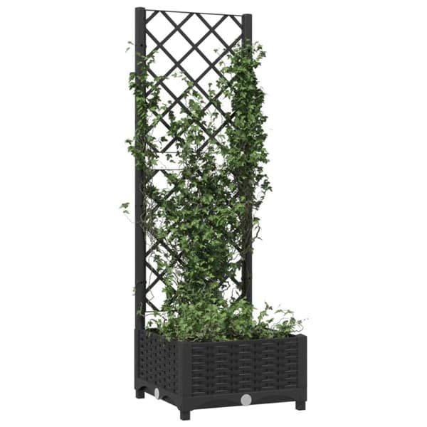 vidaXL Plantekasse med espalier svart 40x40x121,5 cm PP