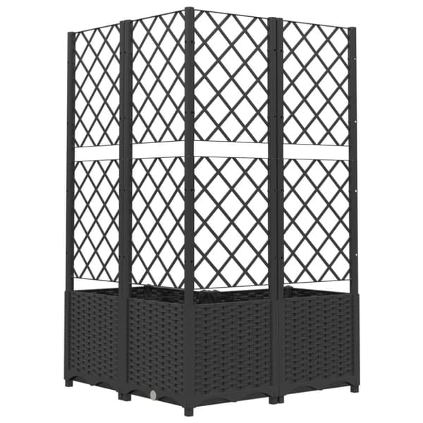 vidaXL Odlingslåda med spaljé svart 80x80x136 cm PP