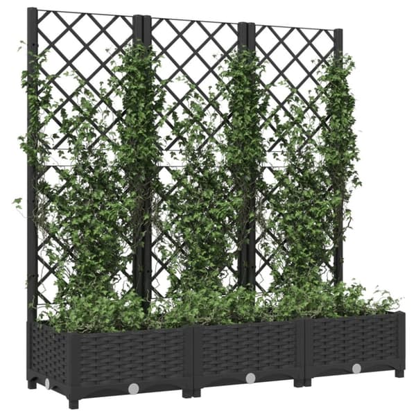 vidaXL Odlingslåda med spaljé svart 120x40x121,5 cm PP