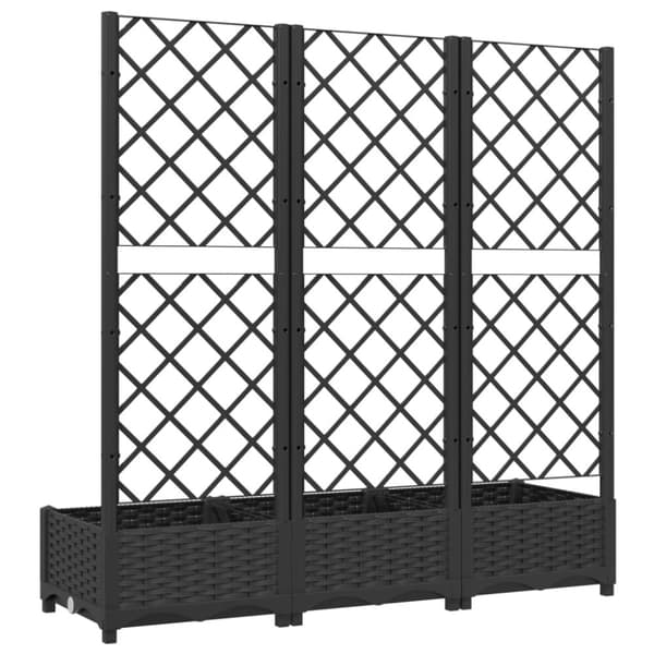 vidaXL Odlingslåda med spaljé svart 120x40x121,5 cm PP