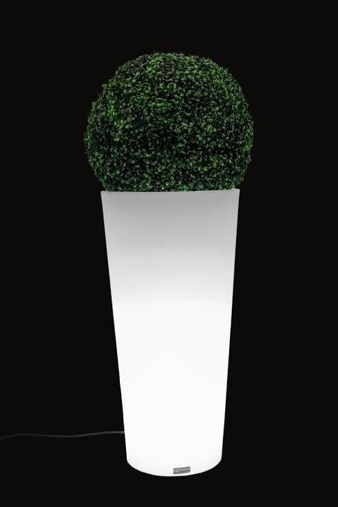 Kukkaruukku LED-valolla 80 cm korkea – valkoinen