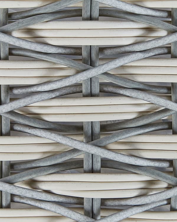 Kurve Grå Hvid Rattan Plastik Sæt 31 x 39 x 49 cm Opbevaringskurve Flet Urtepotteskjuler Tilbehør Planter Indendørs Udendørs med Bærehåndtag