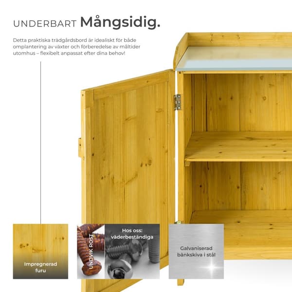 Planteringsbord med underskåp - brun