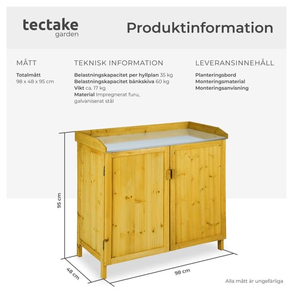 Planteringsbord med underskåp - brun