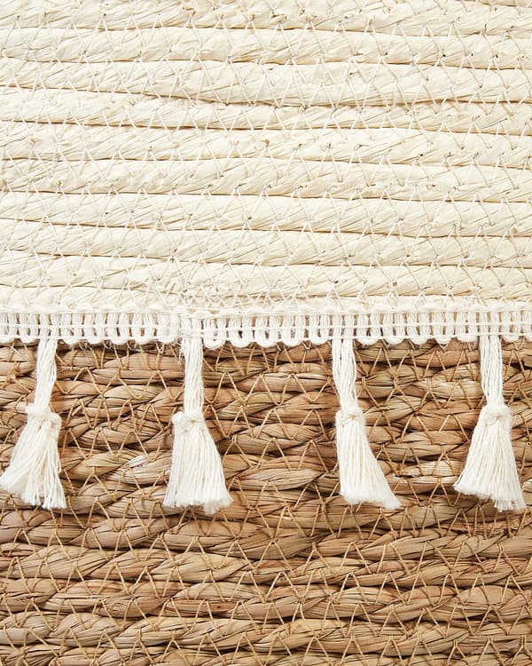 Sæt med 2 Plantekurve Naturlig Beige Søgræs med Papirreb 29 x 26 cm Ovalformede Plantekrukker Frynser Indendørs Brug Boho Stil