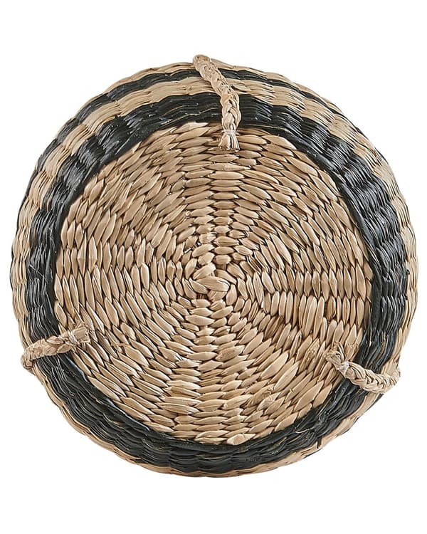 Planteophæng Beige Sort Naturlig Søgræs ø 18 cm Ophæng til Plante Loft Blomsterpotte Kurv Flettet Håndvævet Boho Tilbehør Fletkurv Design