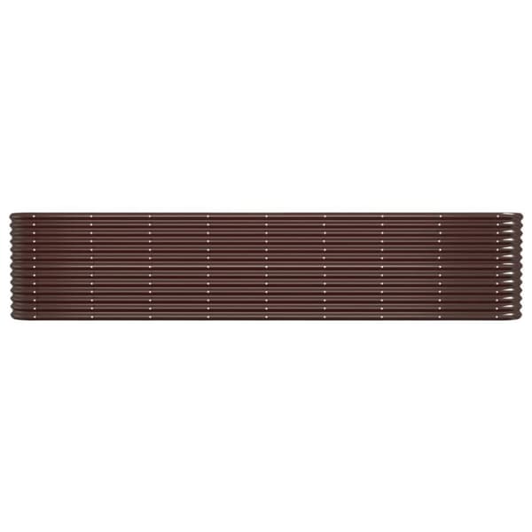 vidaXL Odlingslåda pulverlackerat stål 332x40x68 cm brun