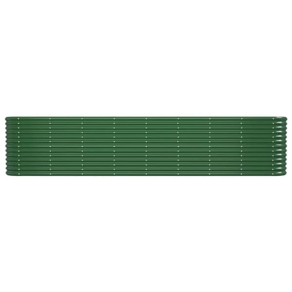 vidaXL Høybed pulverlakkert stål 332x40x68 cm grønn