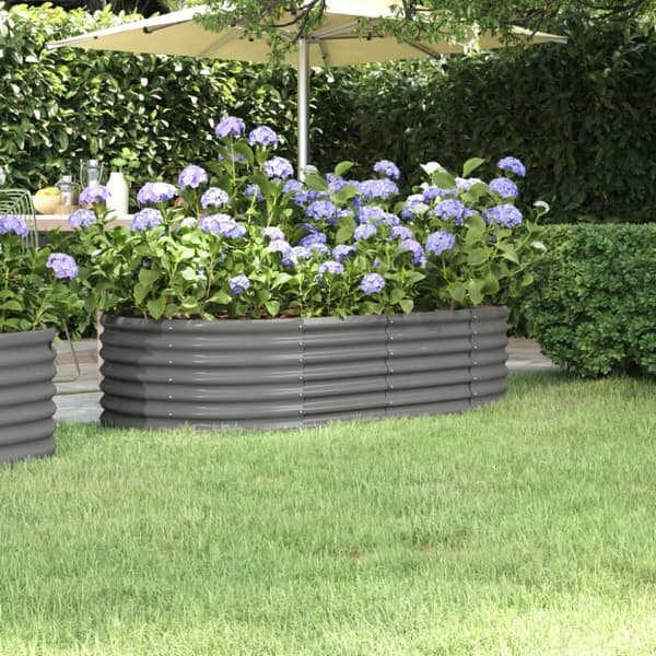 vidaXL Høybed pulverlakkert stål 152x80x36 cm grå
