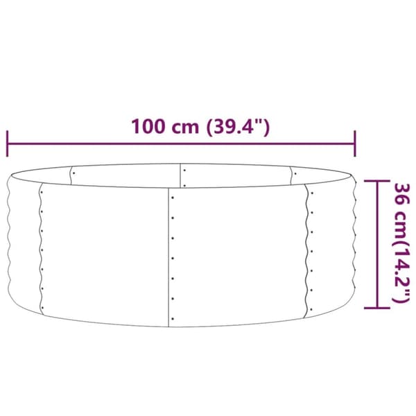 vidaXL Høybed pulverlakkert stål 100x100x36 cm grå