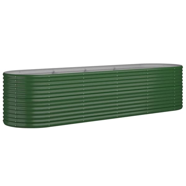 vidaXL Høybed pulverlakkert stål 296x80x68 cm grønn