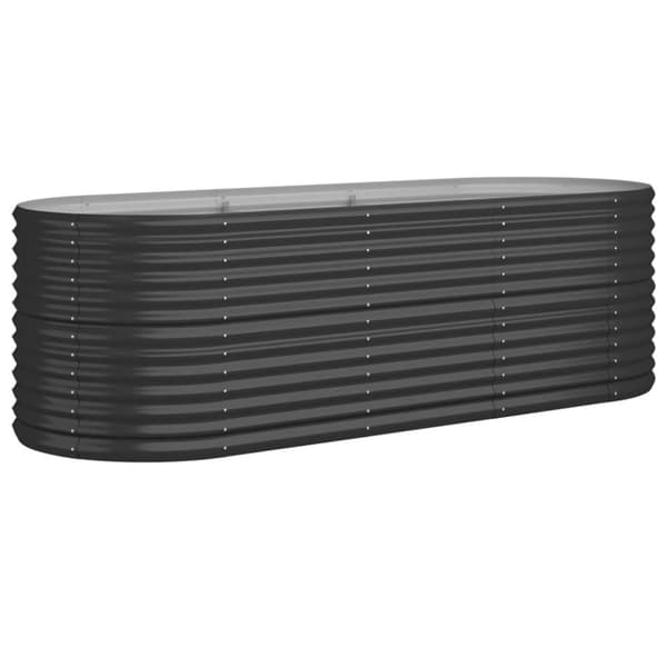 vidaXL Odlingslåda pulverlackerat stål 224x80x68 cm antracit
