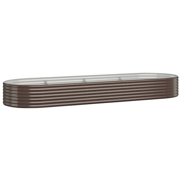 vidaXL Odlingslåda pulverlackerat stål 322x100x36 cm brun