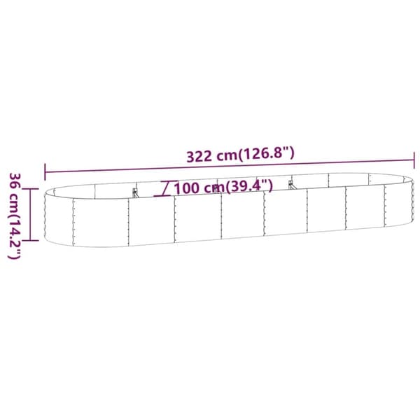 vidaXL Høybed pulverlakkert stål 322x100x36 cm grønn