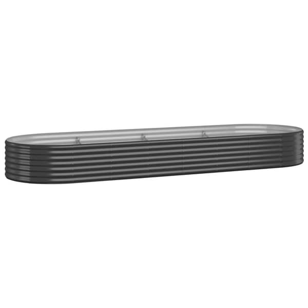 vidaXL Høybed pulverlakkert stål 322x100x36 cm antrasitt