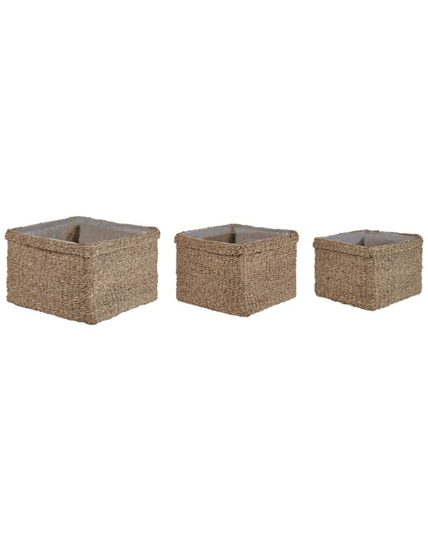 Sett med 3 plantekurver naturlig sjøgress 23 x 34/27 x 36/30 x 45 cm hjemmedekor plantekurver bohemsk stil