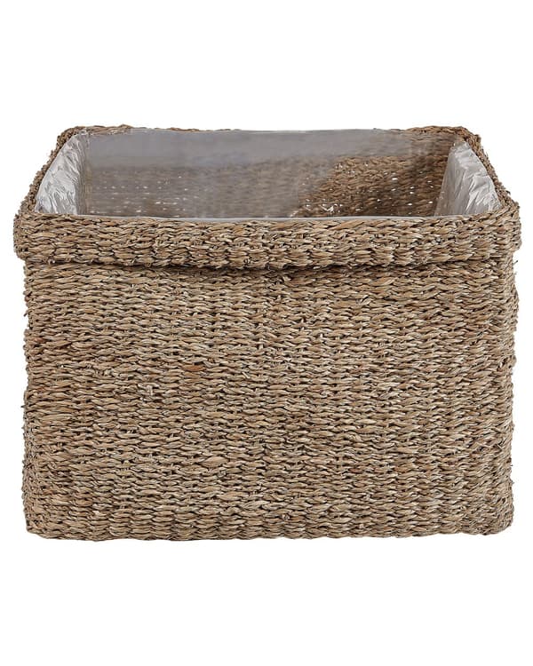 Sett med 3 plantekurver naturlig sjøgress 23 x 34/27 x 36/30 x 45 cm hjemmedekor plantekurver bohemsk stil