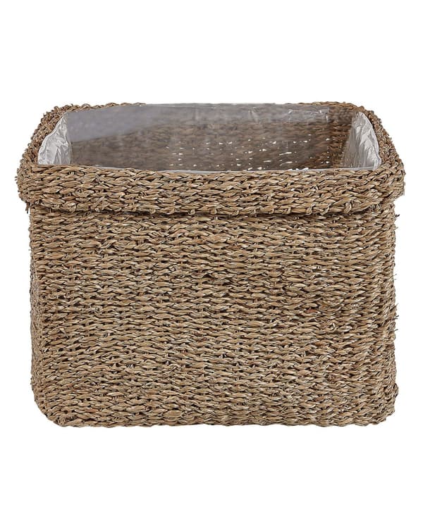 Sett med 3 plantekurver naturlig sjøgress 23 x 34/27 x 36/30 x 45 cm hjemmedekor plantekurver bohemsk stil