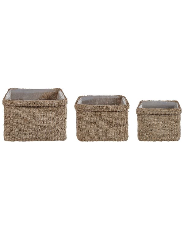 Sett med 3 plantekurver naturlig sjøgress 23 x 34/27 x 36/30 x 45 cm hjemmedekor plantekurver bohemsk stil