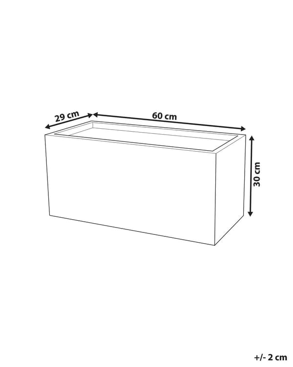Plantekrukke i grå fiberleire 60 x 29 x 30 cm Rektangulær krukke til innendørs og utendørs bruk