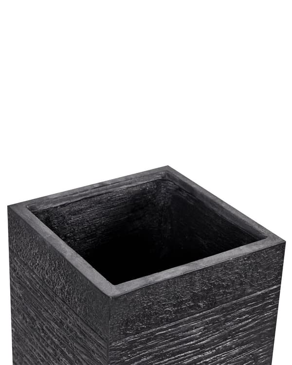 Plantepotte Svart Fiberleire 33 x 33 x 70 cm Blomsterpotte Krukke Dreneringshull Firkantet form Innendørs Utendørs Hage Tilbehør Moderne