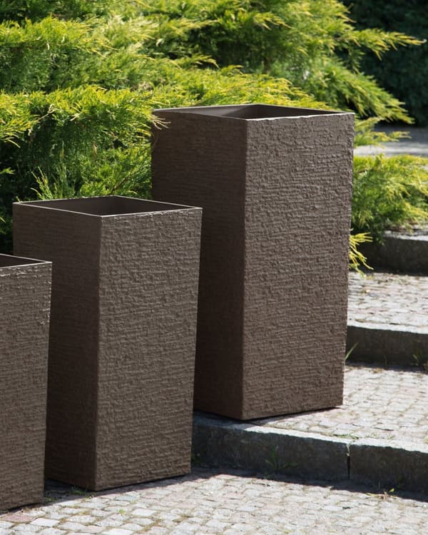 Plantepotte Brun Stein 40 x 40 x 81 cm Innendørs Utendørs Krukke Høy