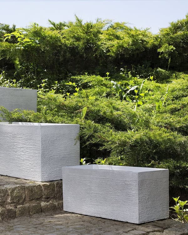 Plantekrukke Hvit fiberleire 50 x 23 x 24 cm Rektangulær krukke for innendørs og utendørs bruk