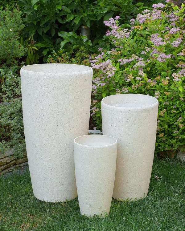 Plantepotte Beige Stein Høy Blomsterpotte 58 x ø 31 cm Moderne Minimalistisk Utendørs Innendørs Dekor Tilbehør