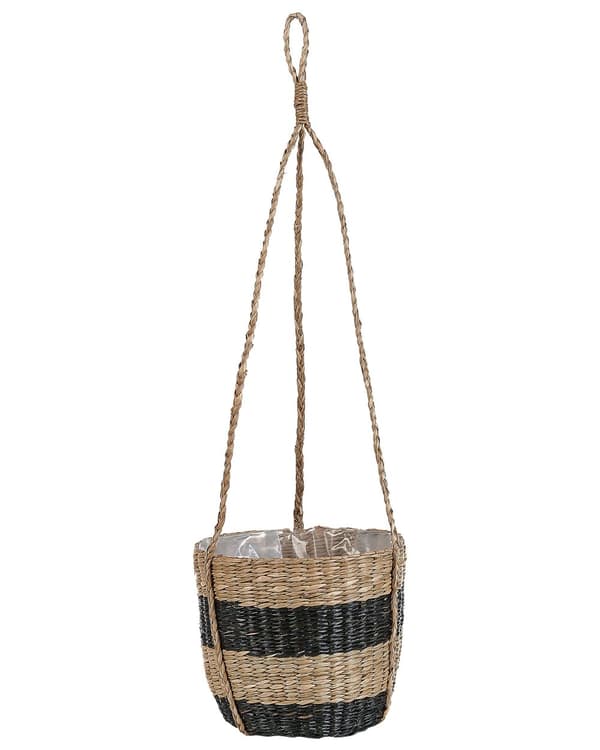 Hengende sjøgresspotte natur svart 64 cm håndvevet Boho-stil tilbehør hjem