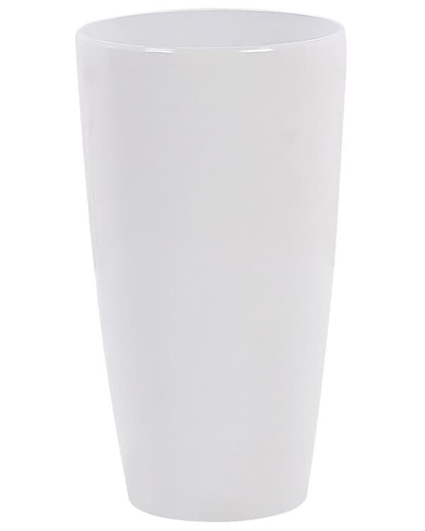 Innendørs Utendørs Blomsterkrukke Hvit Steinblanding Høyglans Rund Høy 32 cm Moderne design