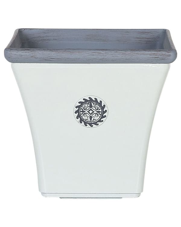 Blomsterpotte Hvit Stein 32 x 31 cm Tilbehør Utendørs Hage Værbestandig Dreneringshull
