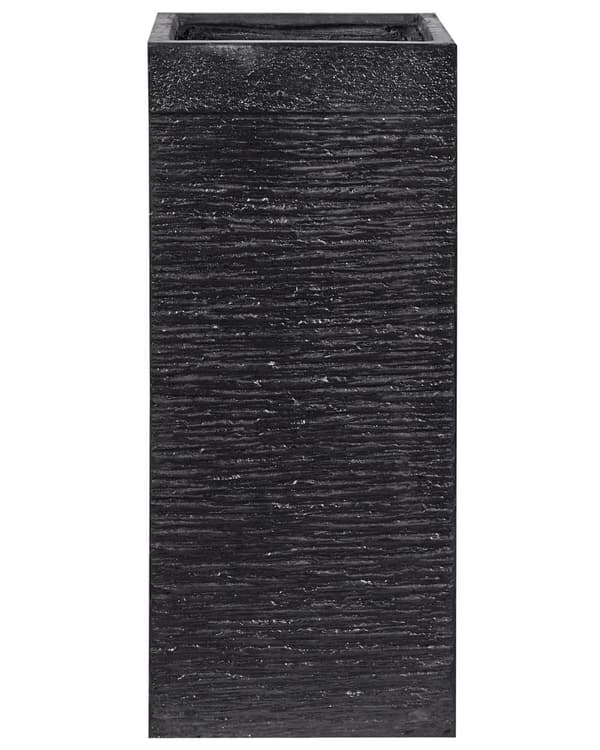 Plantepotte Svart Fiberleire 26 x 26 x 60 cm Blomsterpotte Krukke Dreneringshull Firkantet form Innendørs Utendørs Hage Tilbehør Moderne
