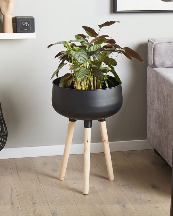 Plantestativ Svart Jern Treben 35 x 35 x 55 cm Innendørs Utendørs Metallurtepotte UV-bestandig Moderne Industriell Stående Plantekasse