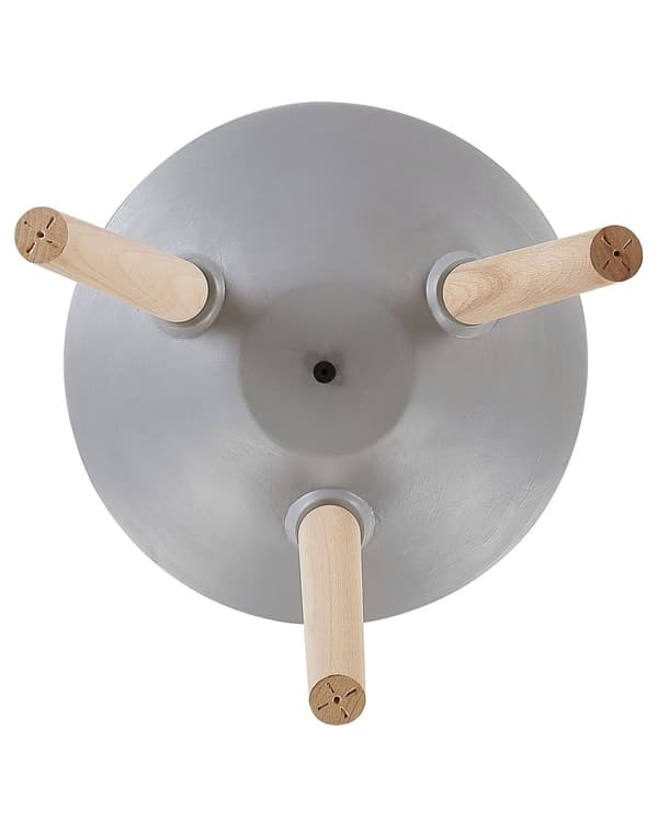 Plantestativ Lysegrå Magnesium Rund 42 x 42 x 26 cm Massiv Trebase Moderne Boho Høy Plantepotte Planter