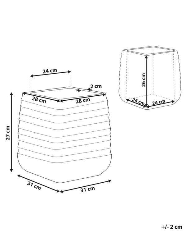 Stor plantekrukke Svart Polyresin Utendørs Hage Square 28 x 28 x 27 cm UV-bestandighet