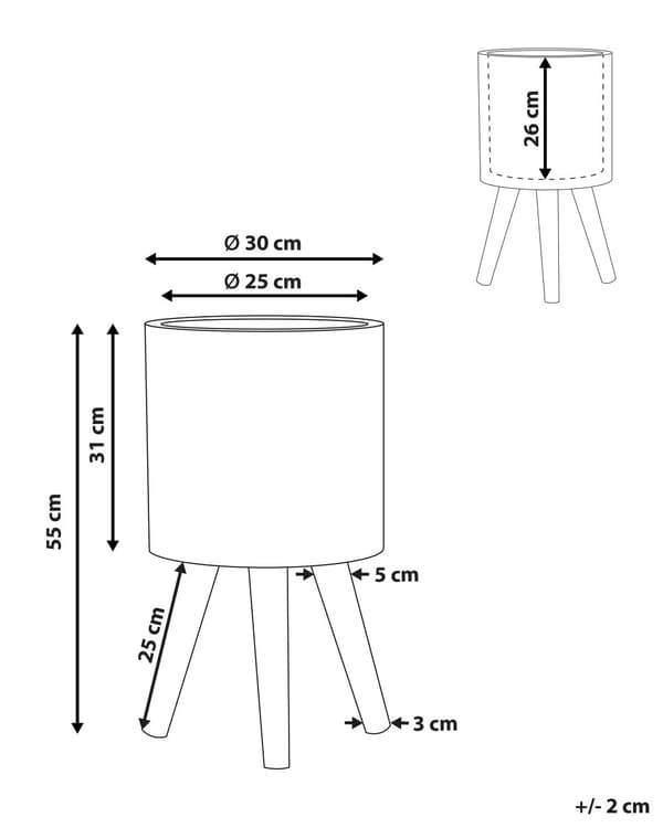 Plantestativ Beige Keramikk Rund 30 x 30 cm Ben i massivt tre Moderne Skandinavisk Høy Plantekrukke Plantekrukke
