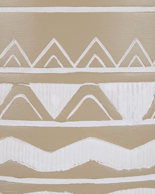 Plantestativ Beige Keramikk Rund 30 x 30 cm Ben i massivt tre Moderne Skandinavisk Høy Plantekrukke Plantekrukke