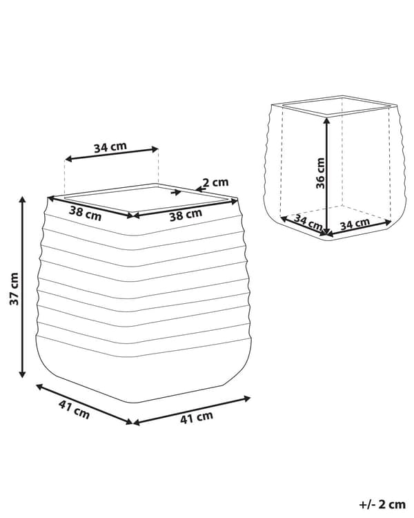 Stor plantekrukke Svart Polyresin Utendørs Hage Square 38 x 38 x 37 cm UV-bestandighet