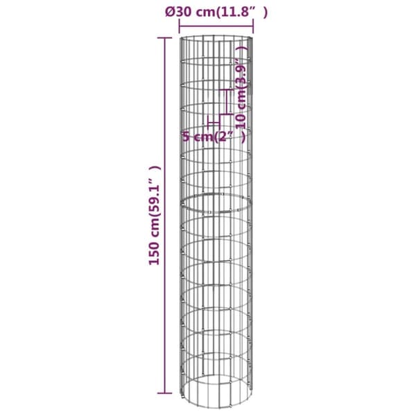 vidaXL Sirkulær gabion høybed 3 stk galvanisert stål Ø30x150 cm