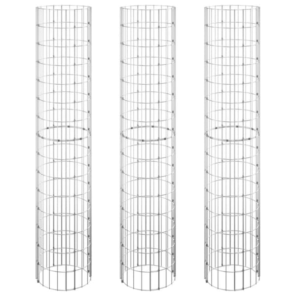 vidaXL Sirkulær gabion høybed 3 stk galvanisert stål Ø30x150 cm