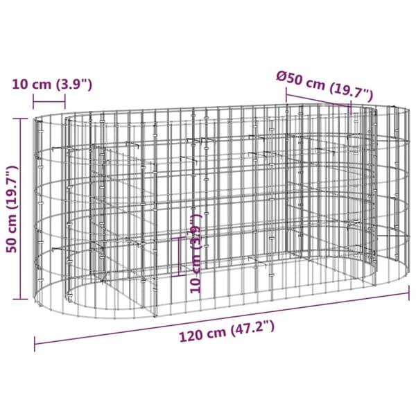 vidaXL Gabion høybed galvanisert jern 120x50x50 cm