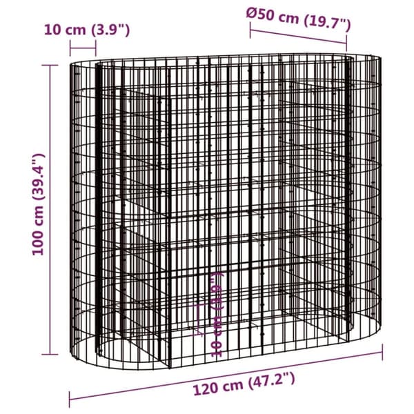 vidaXL Gabion høybed galvanisert jern 120x50x100 cm