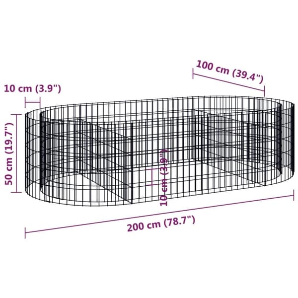 vidaXL Gabion høybed galvanisert jern 200x100x50 cm