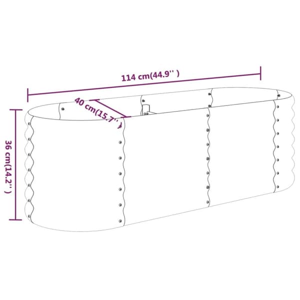 vidaXL Odlingslåda pulverlackerat stål 114x40x36 cm grå