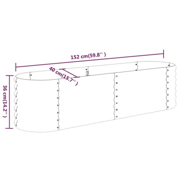 vidaXL Høybed pulverlakkert stål 152x40x36 cm grønn